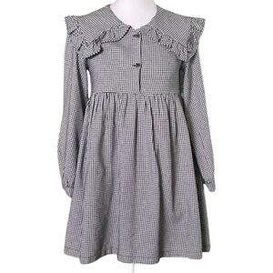 Zara Girls Black White Asymmetrical Ruffled Sundress Long Puff Sleeves Dress 14